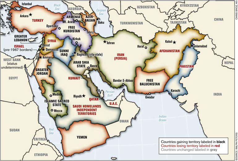 خرائط الشرق الأوسط الجديدة لخدمة دولة الاحتلال الإسرائيلي